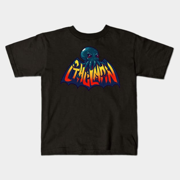 Cthulman (Black) Kids T-Shirt by anycolordesigns
